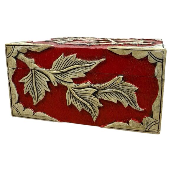 Vintage Red Soapstone Pentagram Box 🪄 Wicca Jewelry Altar Trinket Decor - Picture 5 of 6